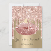 Invitation Fête d'anniversaire 16th Kiss Lips Rose Parties sc (Devant)