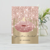 Invitation Fête d'anniversaire 16th Kiss Lips Rose Parties sc (Debout devant)
