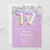 Invitation Fête d'anniversaire 17 ans de Rainbow Sparkle Glit (Devant)