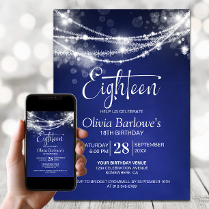Invitation Fête d'anniversaire 18 ans avec des guirlandes lum