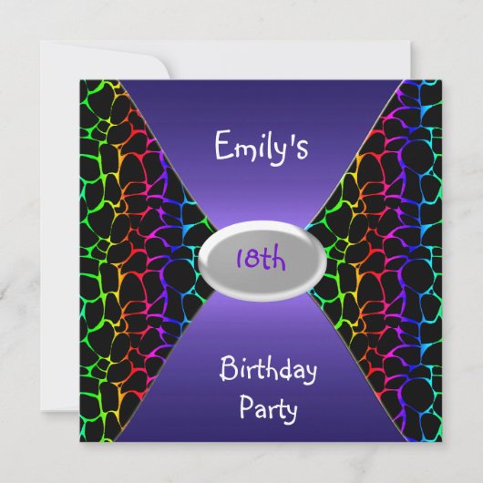 Invitation Fête d'anniversaire 18 ans avec impression d'anima (Devant)