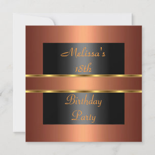 Invitation Fête d'anniversaire 18 ans Copper Gold Black