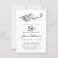 Fête d'anniversaire 18 ans élégant noir blanc golf