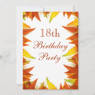 Invitation Fête d'anniversaire 18 ans Feuilles d'automne