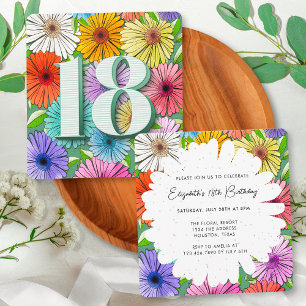 Invitation Fête d'anniversaire 18 ans Floral Rustique Printem