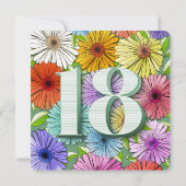 Invitation Fête d'anniversaire 18 ans Floral Rustique Vert de (Dos)