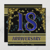 Invitation Fête d'anniversaire 18 ans noir et or (Devant / Derrière)