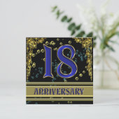 Invitation Fête d'anniversaire 18 ans noir et or (Debout devant)