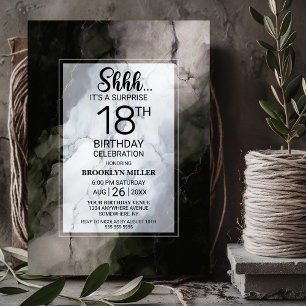 Invitation Fête d'anniversaire 18 ans surprise en marbre rust