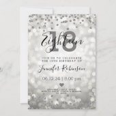 Invitation Fête d'anniversaire 18th Silver Glam Parties scint (Devant)