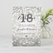 Invitation Fête d'anniversaire 18th Silver Glam Parties scint (Debout devant)