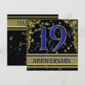 Invitation Fête d'anniversaire 19 ans Black and Gold (Devant / Derrière)