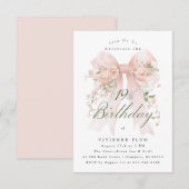 Invitation Fête d'anniversaire 19 ans Ruban Coquette Rose Flo (Devant / Derrière)