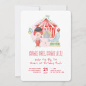 Invitation Fête d'anniversaire 1 an Cirque Carnaval Mignon (Devant)