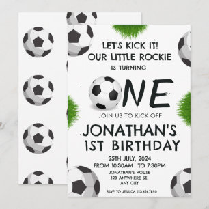 Invitation Fête d'anniversaire 1 an Enfants Football Sports