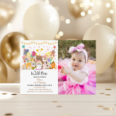 Invitation Fête d'anniversaire 1 an fille Thème Forêt Sauvage