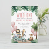 Invitation Fête d'anniversaire 1 an Wild One Jungle Safari (Debout devant)