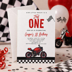Invitation Fête d'anniversaire 1ère année Moto de course Rapi