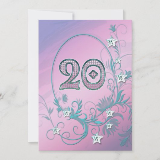 Invitation fête d'anniversaire 20 ans (Devant)