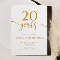 Fête d'anniversaire 20 ans élégante minimaliste Ch