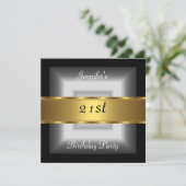 Invitation Fête d'anniversaire 21 ans argent or (Debout devant)