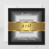 Invitation Fête d'anniversaire 21 ans argent or (Devant)