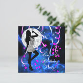 Invitation Fête d'anniversaire 21 ans Bleu royal Rose vif (Debout devant)