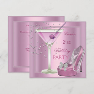 Invitation Fête d'anniversaire 21 ans chaussures à talons hau