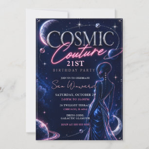Invitation Fête d'anniversaire 21 ans Cosmic Couture