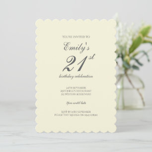 Invitation Fête d'anniversaire 21 ans élégante moderne crème