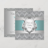 Invitation Fête d'anniversaire 21 ans femme bleu sarcelle (Devant / Derrière)