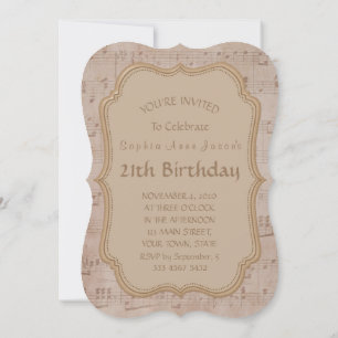 Invitation Fête d'anniversaire 21 ans Feuille de musique vint