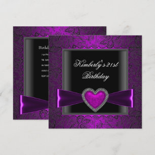 Invitation Fête d'anniversaire 21 ans Gothique Noir Argent Vi