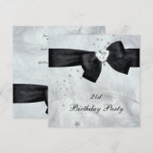 Invitation Fête d'anniversaire 21 ans Noir Blanc (Devant / Derrière)