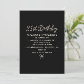 Invitation Fête d'anniversaire 21 ans Noir Blanc Perle Script (Debout devant)