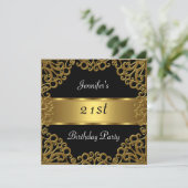 Invitation Fête d'anniversaire 21 ans Noir Or (Debout devant)