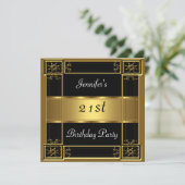 Invitation Fête d'anniversaire 21 ans Noir Or (Debout devant)