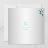 Invitation Fête d'anniversaire 21 ans Papillons Vert Blanc (Dos)