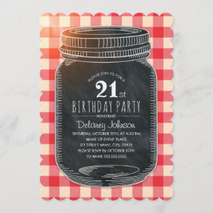 Invitation Fête d'anniversaire 21 ans pique-nique rustique da