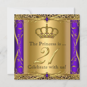 Invitation Fête d'anniversaire 21 ans Princesse Royale Purple