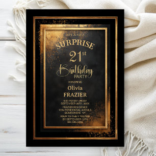 Invitation Fête d'anniversaire 21 ans surprise Moderne Noir O