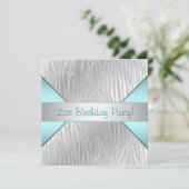 Invitation Fête d'anniversaire 21 ans Teal Bleu Zèbre (Debout devant)