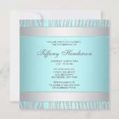 Invitation Fête d'anniversaire 21 ans Teal Bleu Zèbre (Dos)
