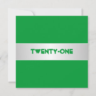 Invitation Fête d'anniversaire 21 ans vert et blanc