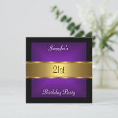 Invitation Fête d'anniversaire 21 ans Violet Or (Debout devant)