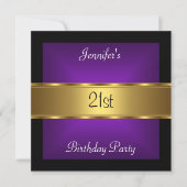 Invitation Fête d'anniversaire 21 ans Violet Or (Devant)