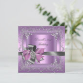 Invitation Fête d'anniversaire 21e Lilac rose Silver Grey (Debout devant)