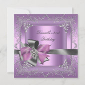 Invitation Fête d'anniversaire 21e Lilac rose Silver Grey (Devant)