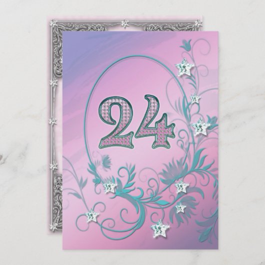 Invitation fête d'anniversaire 24 ans (Devant / Derrière)