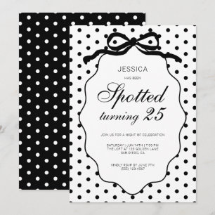 Invitation Fête d'anniversaire 25 ans à pois avec un nœud